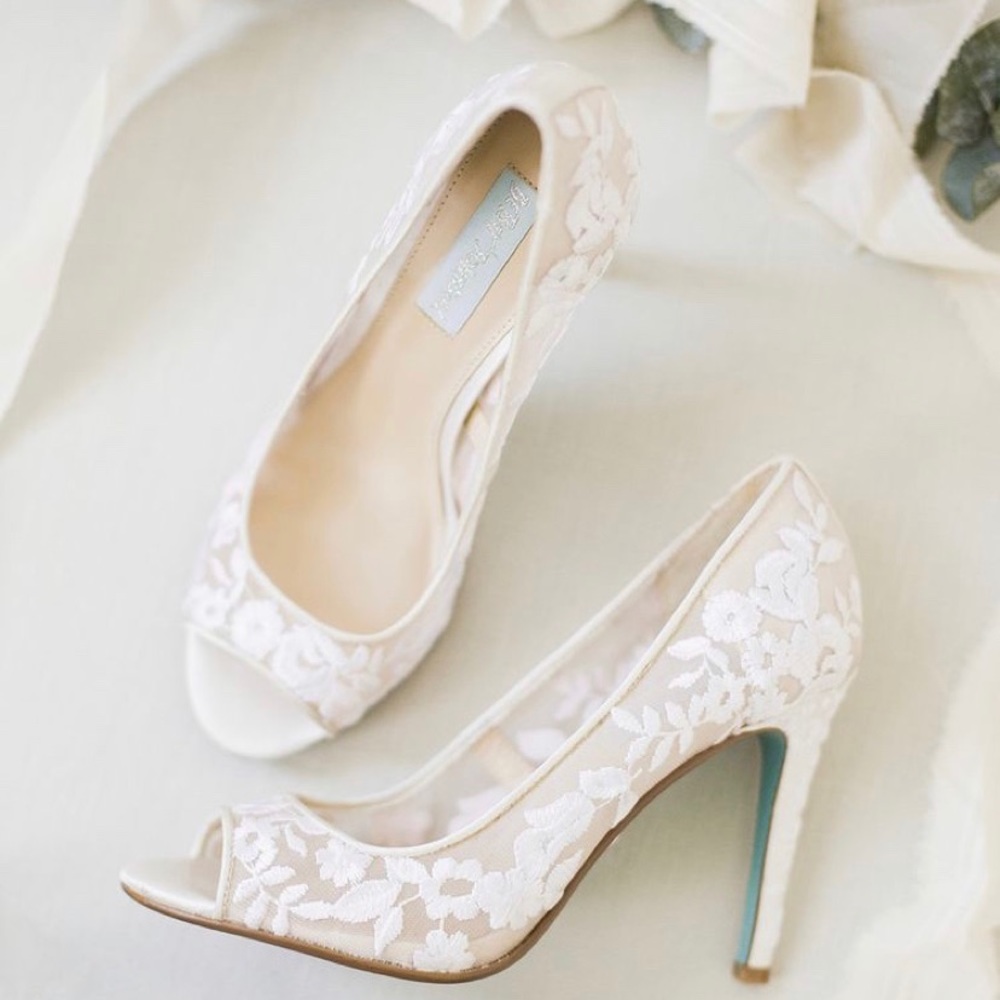 Betsey Johnson Blush Pink Lace Peep-Toe Heels